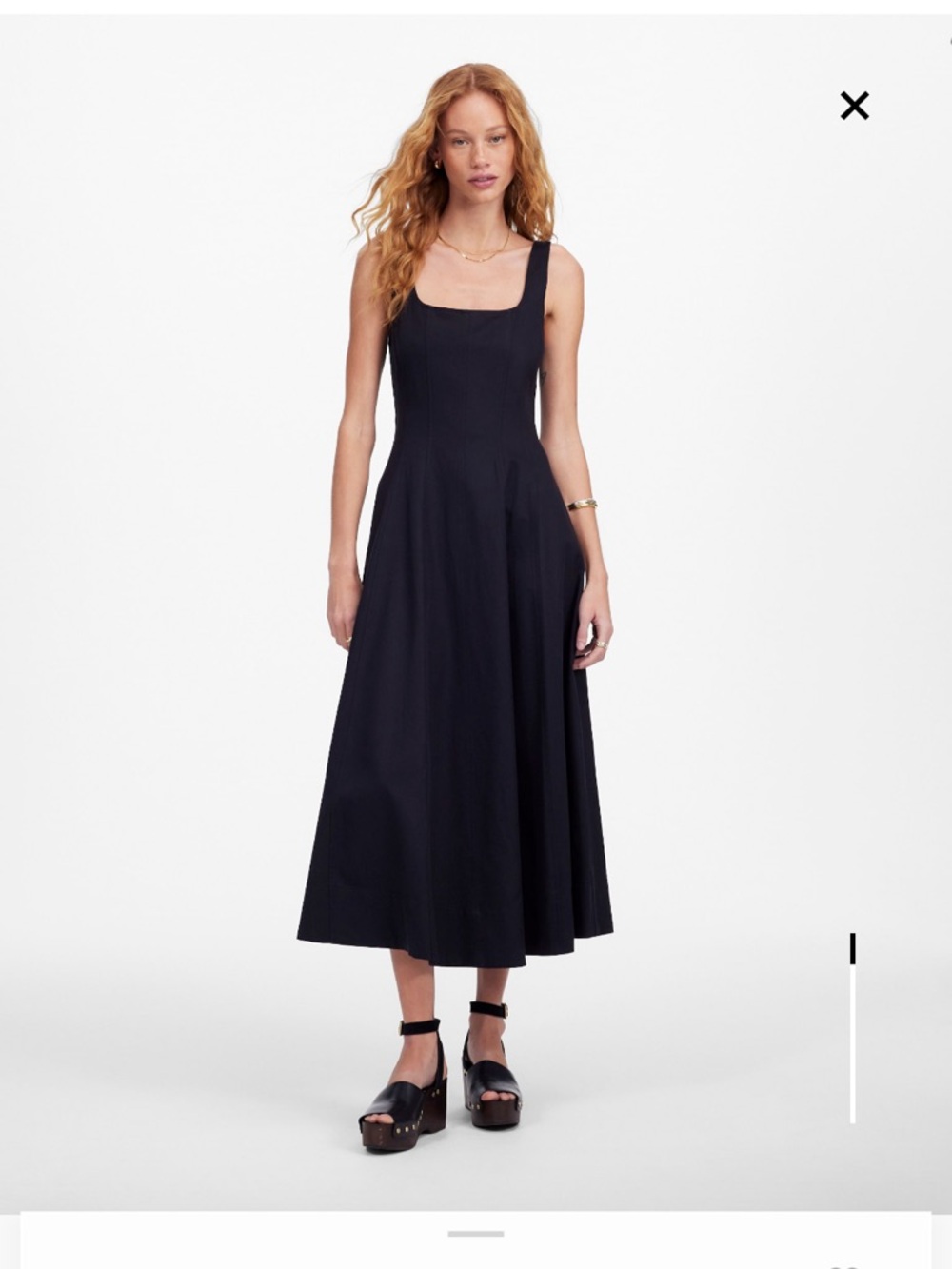 Madewell Riley Dress Black Seamed Godet NWOT